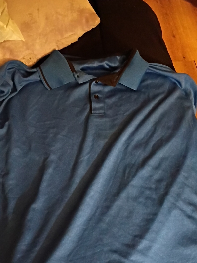 Mens Blue Polo Shirt With Contrast Trim